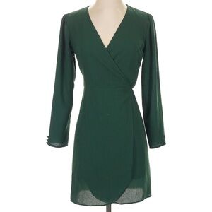 Topshop Emerald Crepe Long Sleeve Wrap Dress